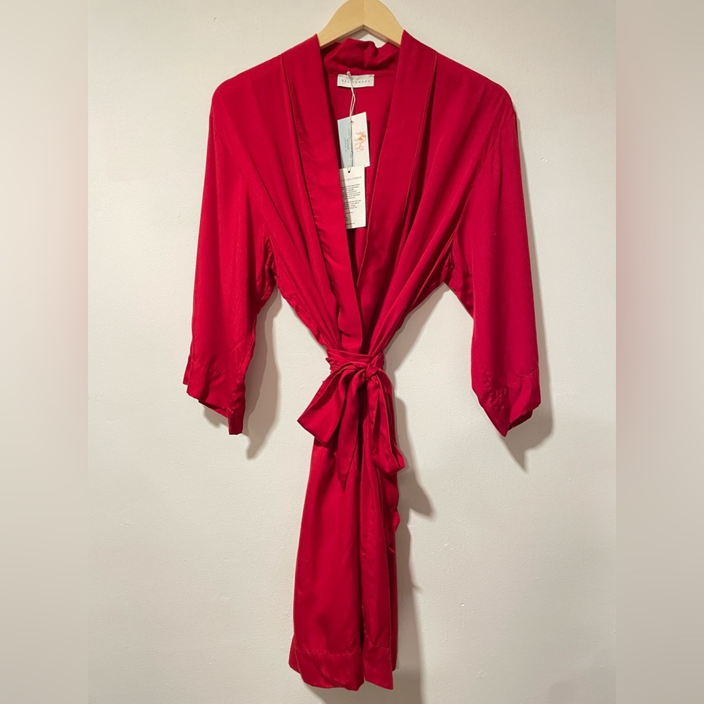 Red kimono style robe
